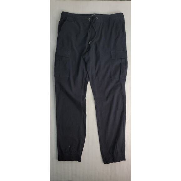 Tahari Pull On Cargo Jogger Pants Womens Medium Black High Rise Pockets Cotton - Picture 2 of 12